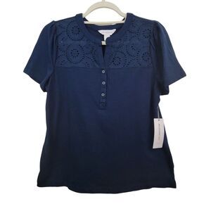 Liz Claiborne Signature Blue Cut Out Detail Size Small